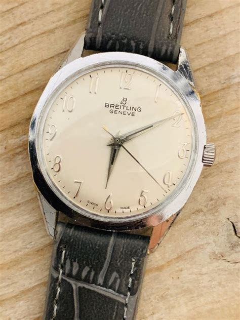 breitling 1950's simple face 21 jewels|Breitling geneve caseback size.